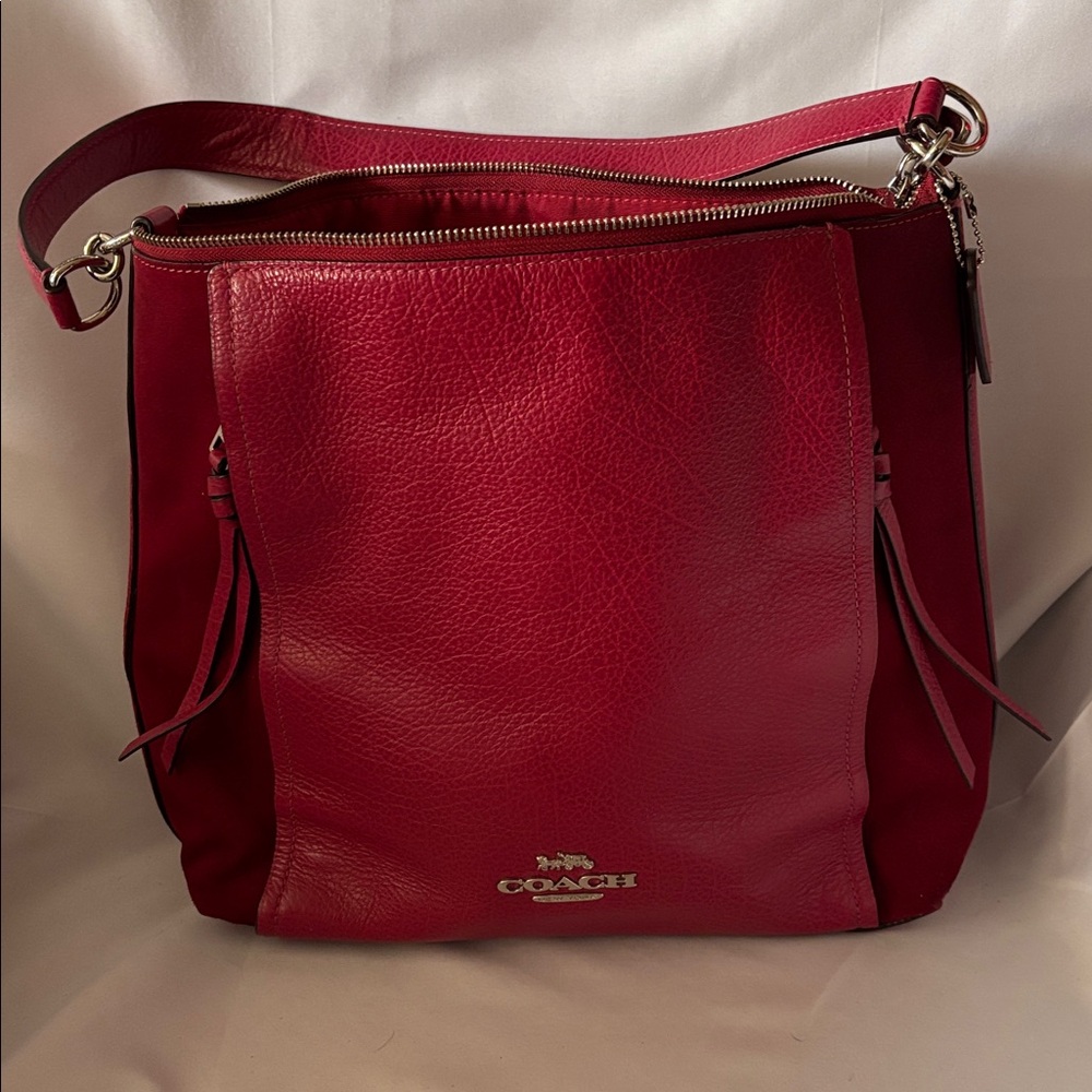 Coach Suede Marlon Hobo Pebbled leather